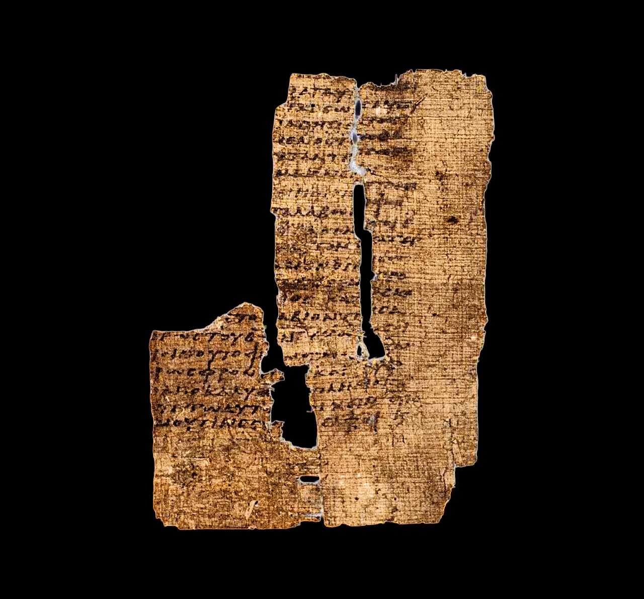 A papyrus leaf of Philippians in an early Greek hand, worn at the edges -- Papyrus 16, third century.